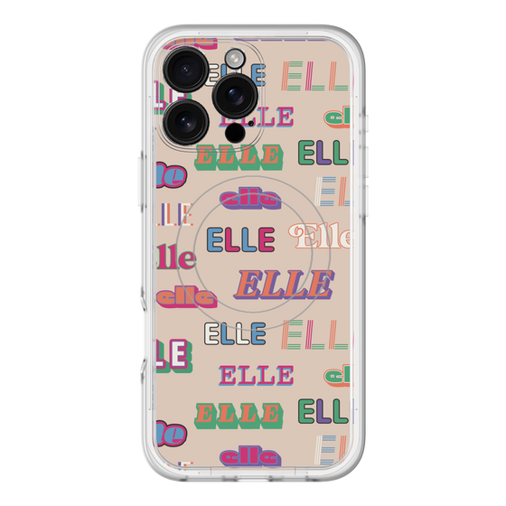 スリムプロテクションプレミアムケース with MagSafe［ ELLE - ミックスロゴ ］