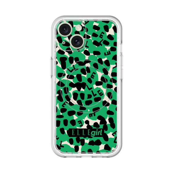 スリムプロテクションプレミアムケース with MagSafe［ ELLEgirl - レオパード - Green ］