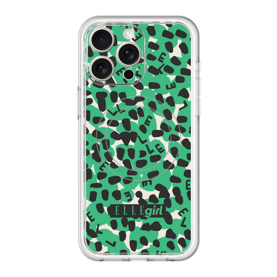 スリムプロテクションプレミアムケース with MagSafe［ ELLEgirl - レオパード - Green ］