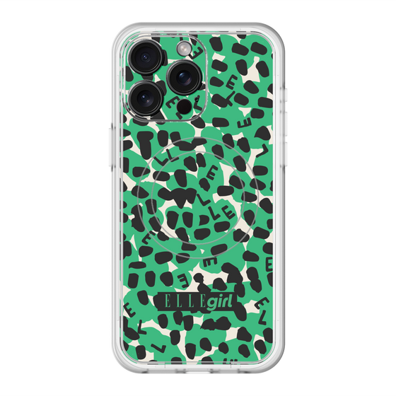 スリムプロテクションプレミアムケース with MagSafe［ ELLEgirl - レオパード - Green ］