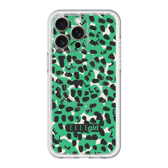 スリムプロテクションプレミアムケース with MagSafe［ ELLEgirl - レオパード - Green ］