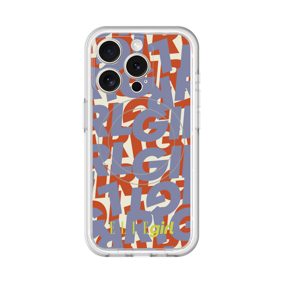 スリムプロテクションプレミアムケース with MagSafe［ ELLEgirl - ミックスロゴ - Purple ］