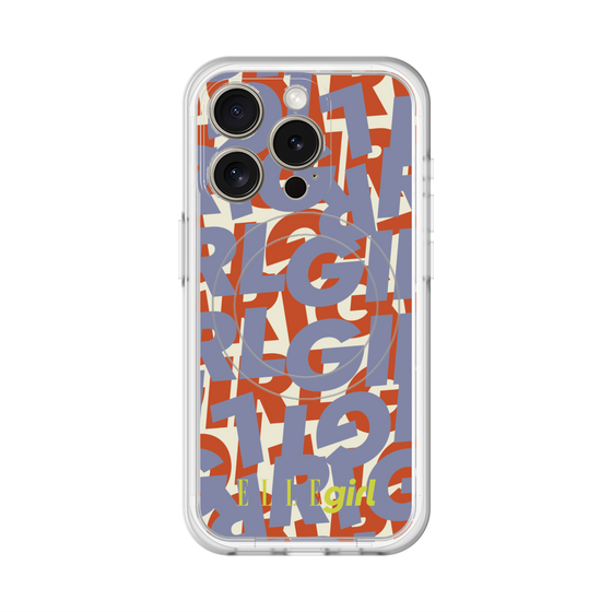 スリムプロテクションプレミアムケース with MagSafe［ ELLEgirl - ミックスロゴ - Purple ］