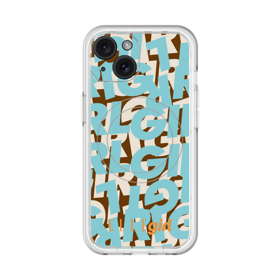 スリムプロテクションプレミアムケース with MagSafe［ ELLEgirl - ミックスロゴ - Pale blue ］