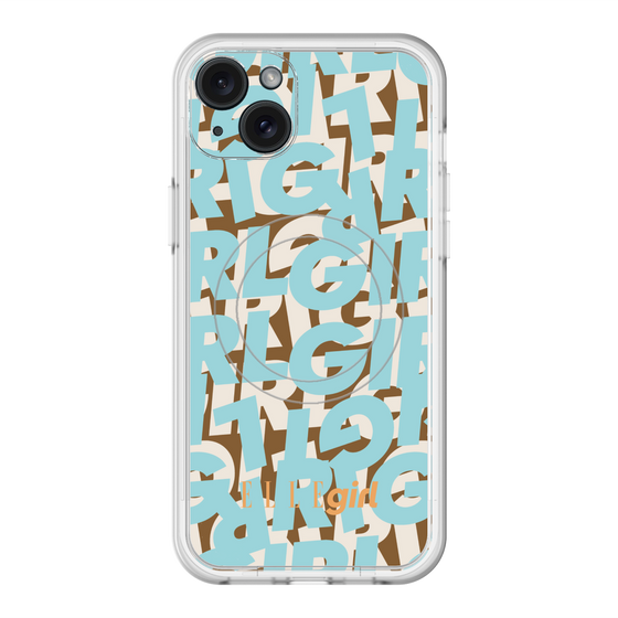 スリムプロテクションプレミアムケース with MagSafe［ ELLEgirl - ミックスロゴ - Pale blue ］