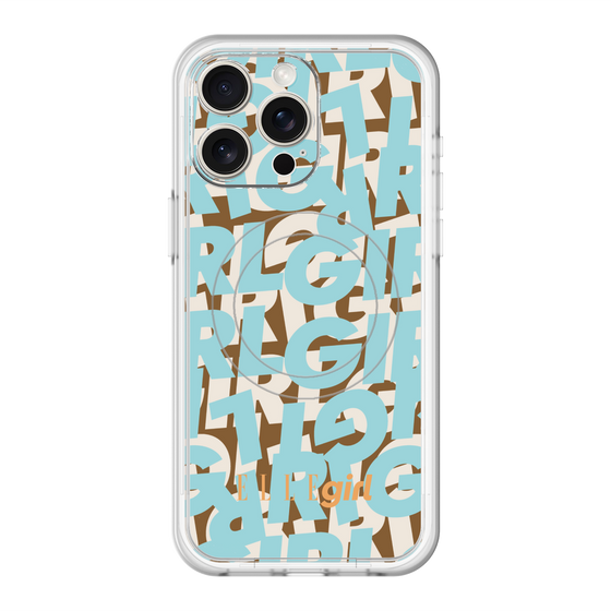 スリムプロテクションプレミアムケース with MagSafe［ ELLEgirl - ミックスロゴ - Pale blue ］