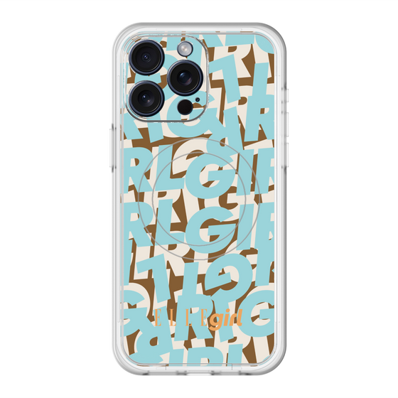 スリムプロテクションプレミアムケース with MagSafe［ ELLEgirl - ミックスロゴ - Pale blue ］