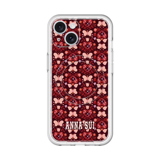 スリムプロテクションプレミアムケース with MagSafe［ ANNA SUI - バタフライハーツ - レッド ］