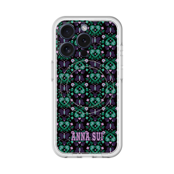 スリムプロテクションプレミアムケース with MagSafe［ ANNA SUI - バタフライハーツ - グリーン ］