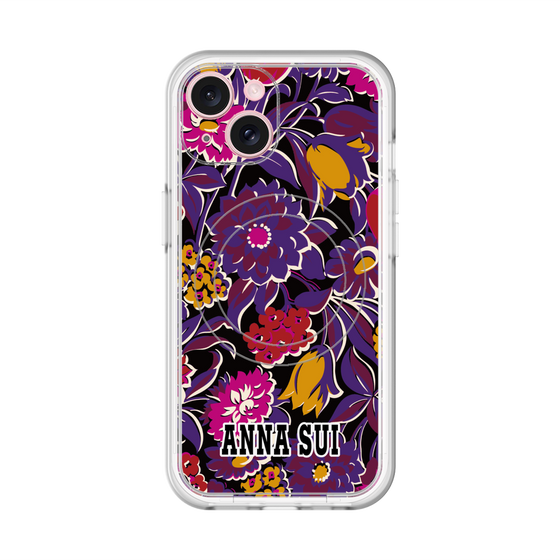 スリムプロテクションプレミアムケース with MagSafe［ ANNA SUI - ガーデンフワラー - マゼンタ ］