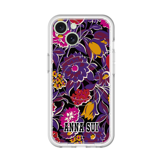 スリムプロテクションプレミアムケース with MagSafe［ ANNA SUI - ガーデンフワラー - マゼンタ ］