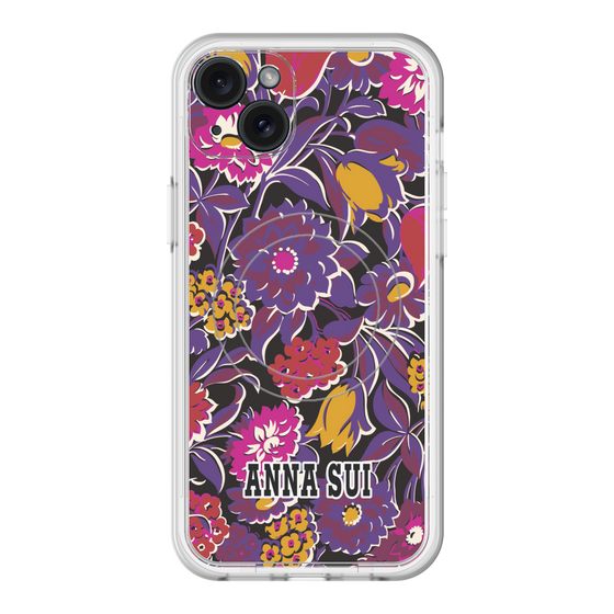 スリムプロテクションプレミアムケース with MagSafe［ ANNA SUI - ガーデンフワラー - マゼンタ ］