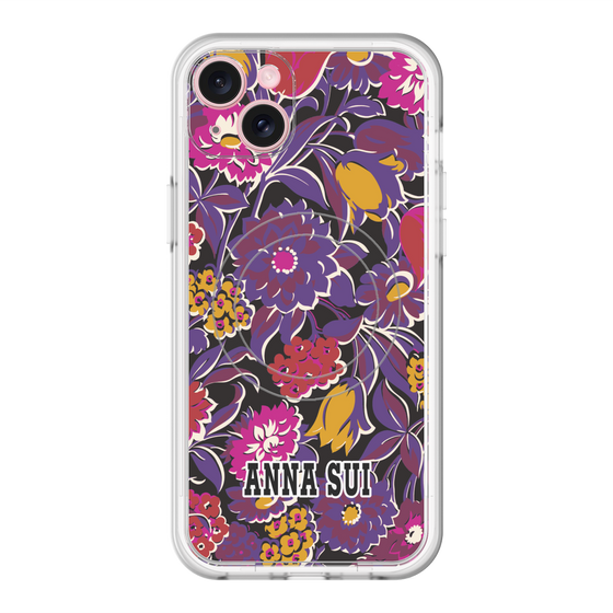 スリムプロテクションプレミアムケース with MagSafe［ ANNA SUI - ガーデンフワラー - マゼンタ ］