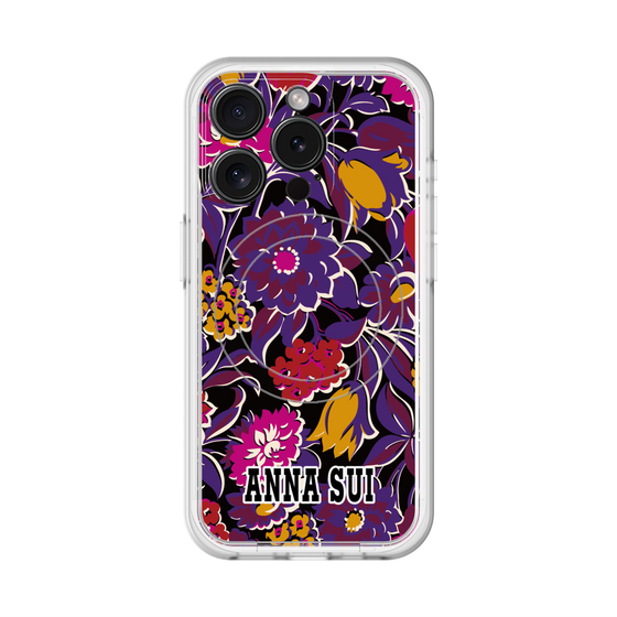 スリムプロテクションプレミアムケース with MagSafe［ ANNA SUI - ガーデンフワラー - マゼンタ ］