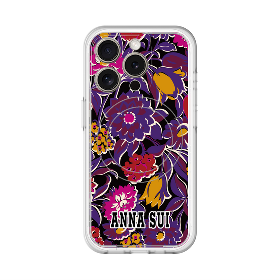 スリムプロテクションプレミアムケース with MagSafe［ ANNA SUI - ガーデンフワラー - マゼンタ ］