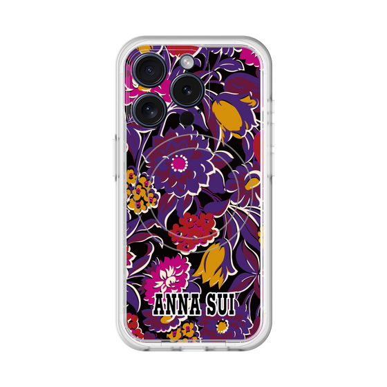 スリムプロテクションプレミアムケース with MagSafe［ ANNA SUI - ガーデンフワラー - マゼンタ ］