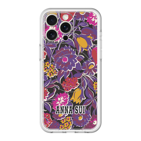 スリムプロテクションプレミアムケース with MagSafe［ ANNA SUI - ガーデンフワラー - マゼンタ ］