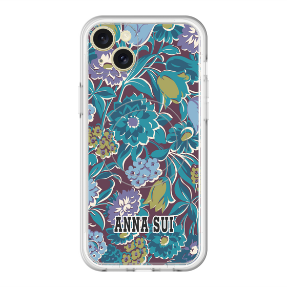 スリムプロテクションプレミアムケース with MagSafe［ ANNA SUI - ガーデンフワラー - シアン ］