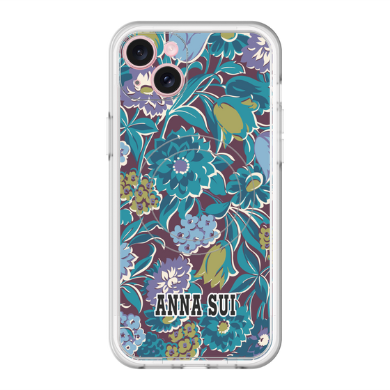 スリムプロテクションプレミアムケース with MagSafe［ ANNA SUI - ガーデンフワラー - シアン ］