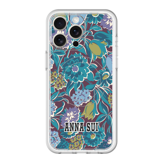 スリムプロテクションプレミアムケース with MagSafe［ ANNA SUI - ガーデンフワラー - シアン ］