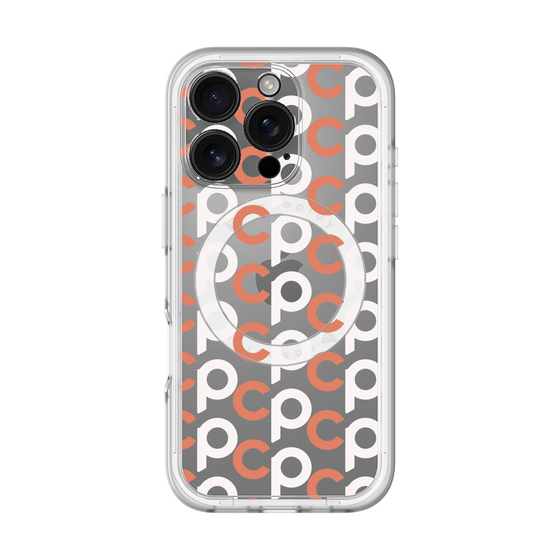 スリムプロテクションプレミアムケース with MagSafe［ オリジナル - CASEPLAYイニシャル総柄 - オレンジ ］