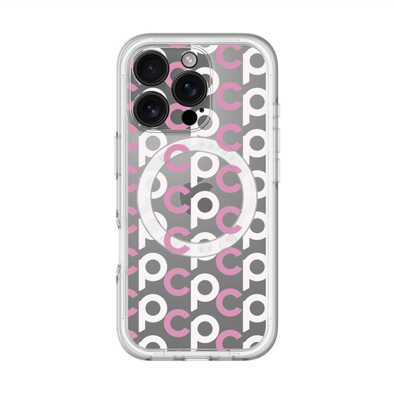 スリムプロテクションプレミアムケース with MagSafe［ オリジナル - CASEPLAYイニシャル総柄 - ピンク ］