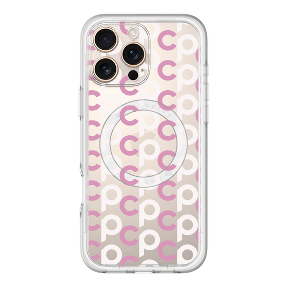 スリムプロテクションプレミアムケース with MagSafe［ オリジナル - CASEPLAYイニシャル総柄 - ピンク ］