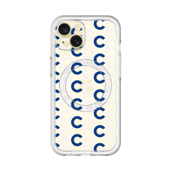 スリムプロテクションプレミアムケース with MagSafe［ オリジナル - CASEPLAYイニシャル総柄 - ネイビー ］