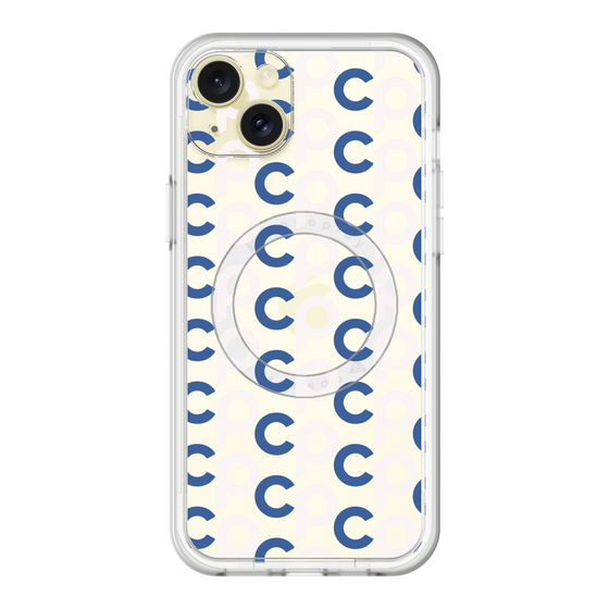 スリムプロテクションプレミアムケース with MagSafe［ オリジナル - CASEPLAYイニシャル総柄 - ネイビー ］