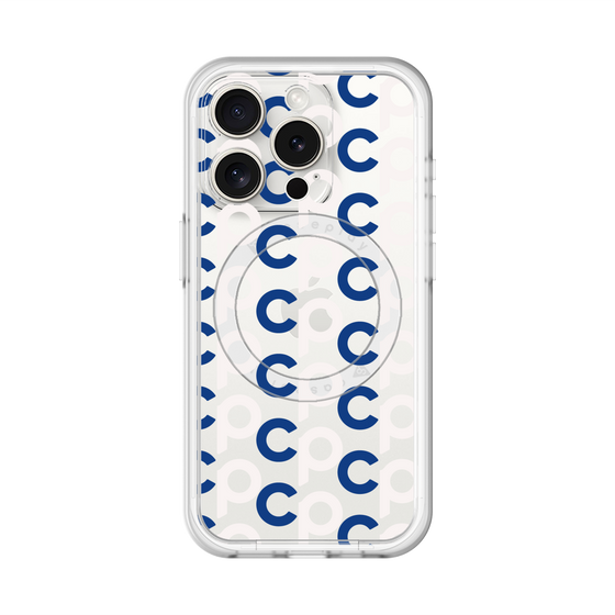 スリムプロテクションプレミアムケース with MagSafe［ オリジナル - CASEPLAYイニシャル総柄 - ネイビー ］