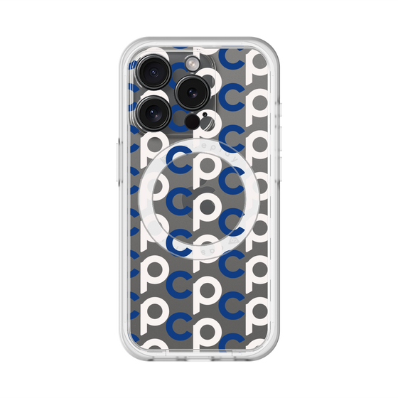 スリムプロテクションプレミアムケース with MagSafe［ オリジナル - CASEPLAYイニシャル総柄 - ネイビー ］