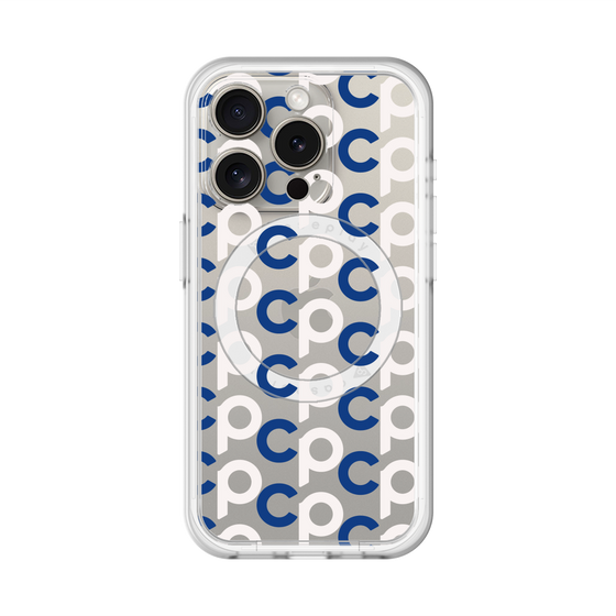 スリムプロテクションプレミアムケース with MagSafe［ オリジナル - CASEPLAYイニシャル総柄 - ネイビー ］