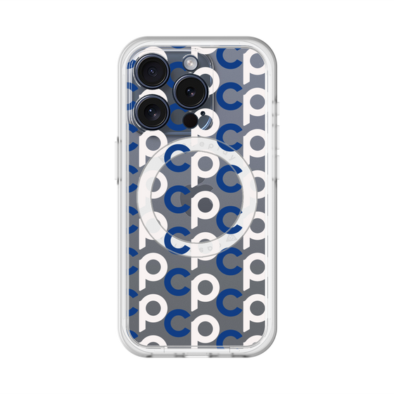 スリムプロテクションプレミアムケース with MagSafe［ オリジナル - CASEPLAYイニシャル総柄 - ネイビー ］
