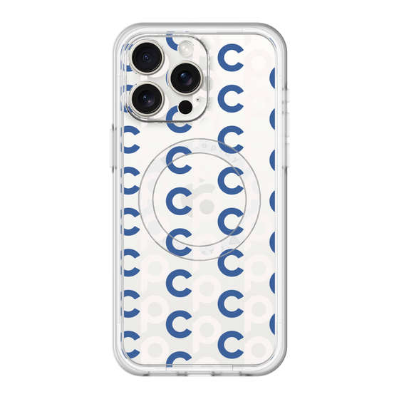 スリムプロテクションプレミアムケース with MagSafe［ オリジナル - CASEPLAYイニシャル総柄 - ネイビー ］