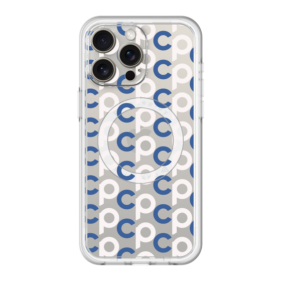スリムプロテクションプレミアムケース with MagSafe［ オリジナル - CASEPLAYイニシャル総柄 - ネイビー ］