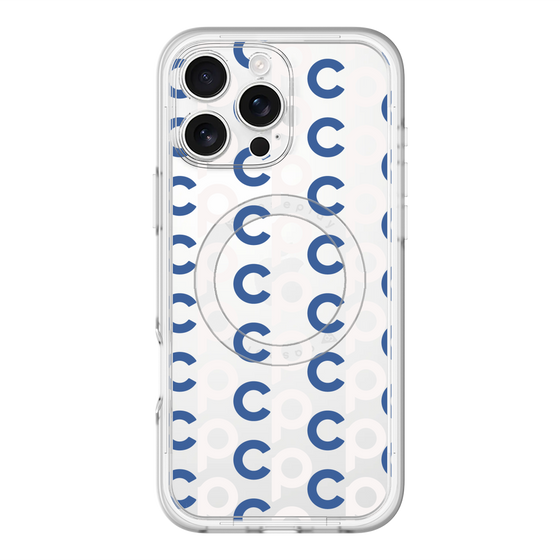 スリムプロテクションプレミアムケース with MagSafe［ オリジナル - CASEPLAYイニシャル総柄 - ネイビー ］