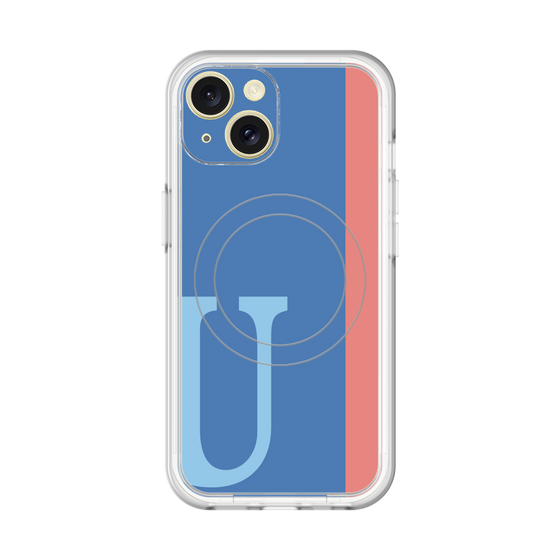 スリムプロテクションプレミアムケース with MagSafe［ オリジナル - initial color line - U blue ］