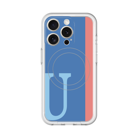 スリムプロテクションプレミアムケース with MagSafe［ オリジナル - initial color line - U blue ］