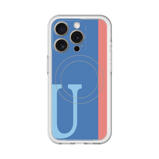 スリムプロテクションプレミアムケース with MagSafe［ オリジナル - initial color line - U blue ］