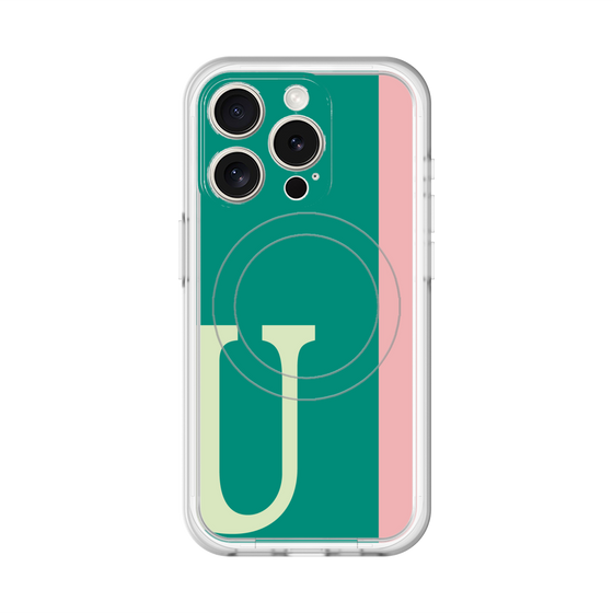 スリムプロテクションプレミアムケース with MagSafe［ オリジナル - initial color line - U green ］