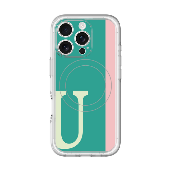 スリムプロテクションプレミアムケース with MagSafe［ オリジナル - initial color line - U green ］