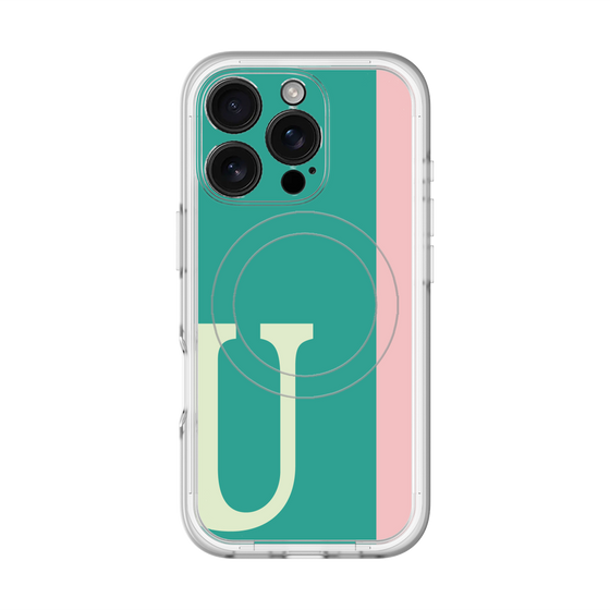スリムプロテクションプレミアムケース with MagSafe［ オリジナル - initial color line - U green ］