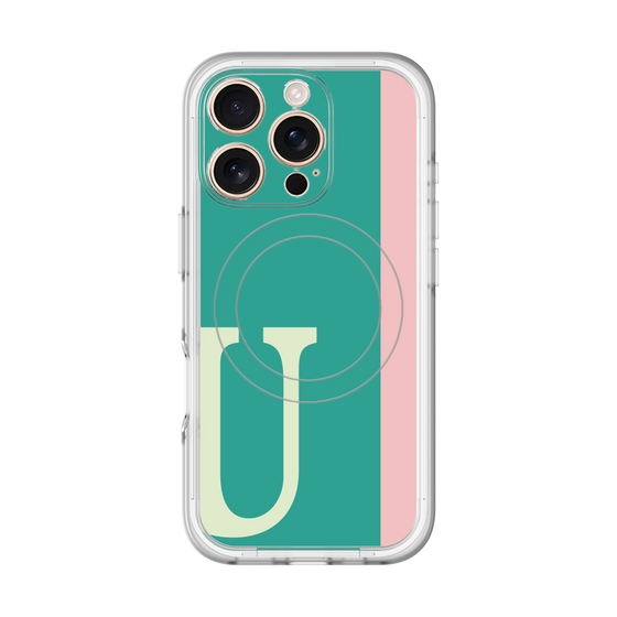 スリムプロテクションプレミアムケース with MagSafe［ オリジナル - initial color line - U green ］