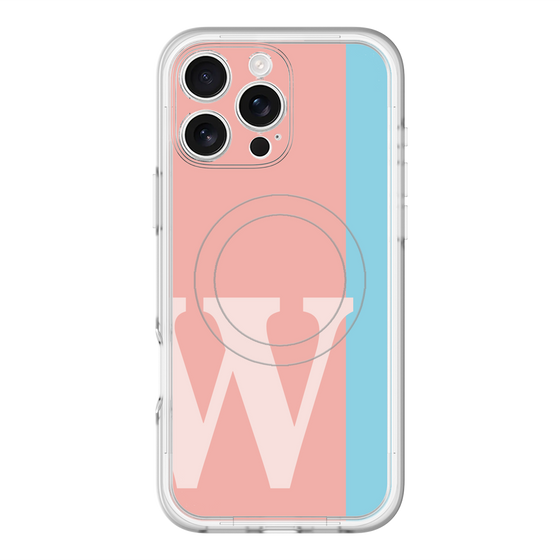 スリムプロテクションプレミアムケース with MagSafe［ オリジナル - initial color line - W pink ］
