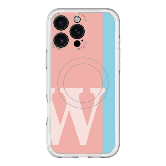 スリムプロテクションプレミアムケース with MagSafe［ オリジナル - initial color line - W pink ］