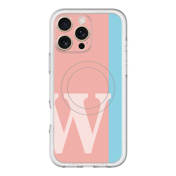 スリムプロテクションプレミアムケース with MagSafe［ オリジナル - initial color line - W pink ］