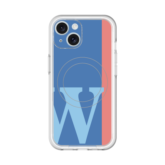 スリムプロテクションプレミアムケース with MagSafe［ オリジナル - initial color line - W blue ］
