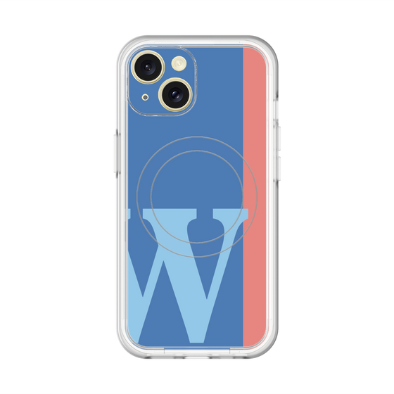 スリムプロテクションプレミアムケース with MagSafe［ オリジナル - initial color line - W blue ］