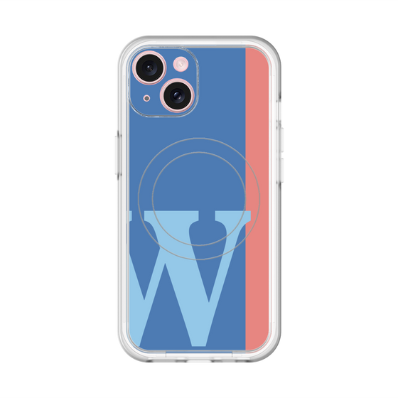 スリムプロテクションプレミアムケース with MagSafe［ オリジナル - initial color line - W blue ］