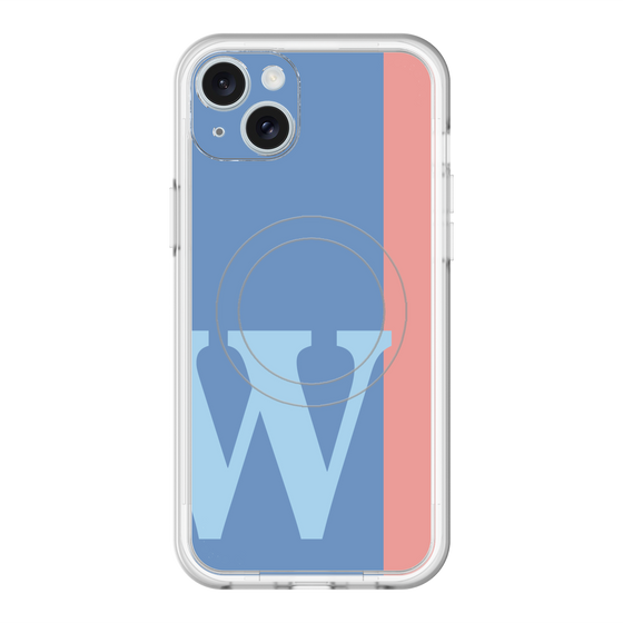 スリムプロテクションプレミアムケース with MagSafe［ オリジナル - initial color line - W blue ］
